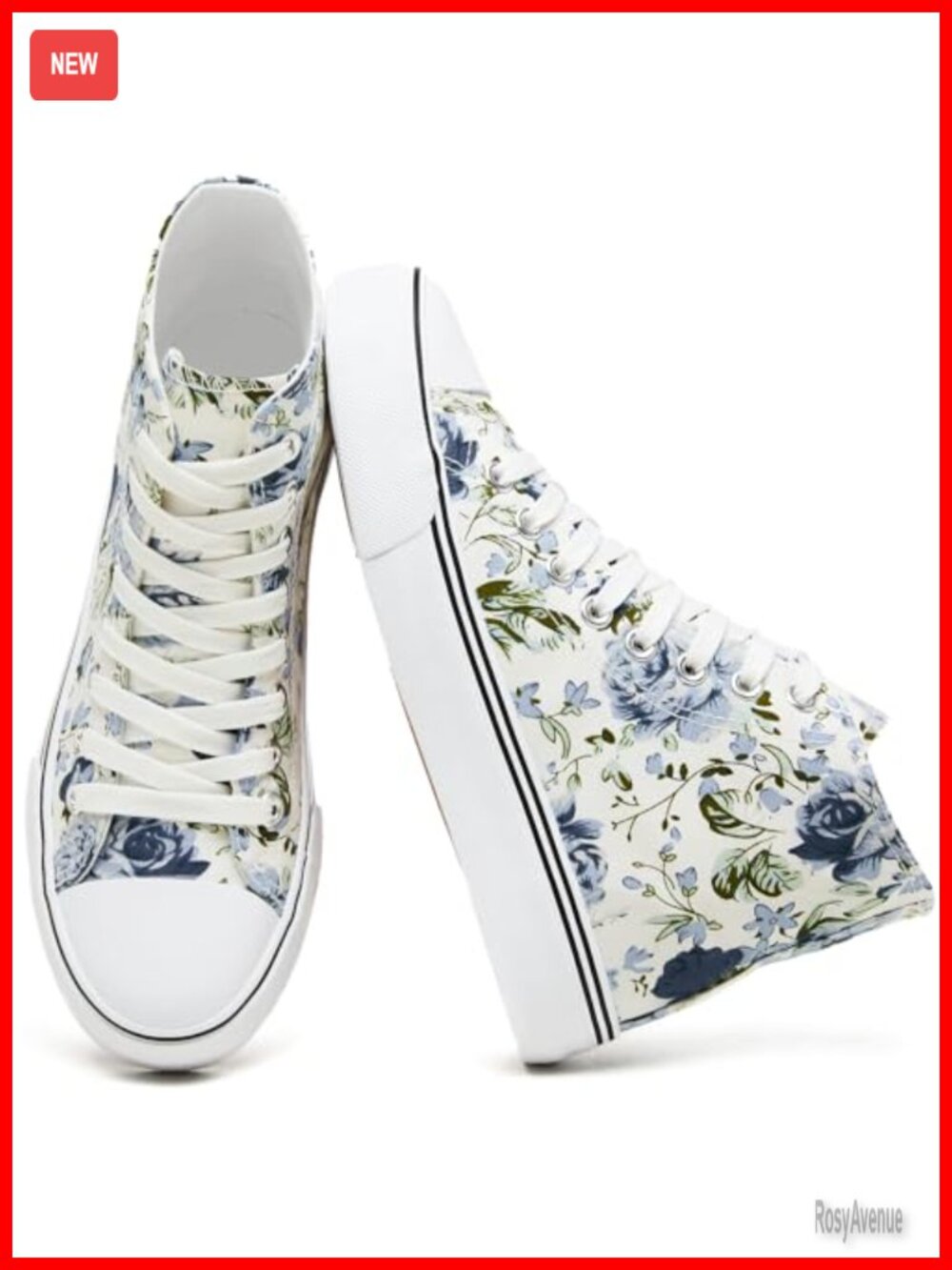 High Top Canvas Sneakers Floral Lace-Up Athletic Shoes